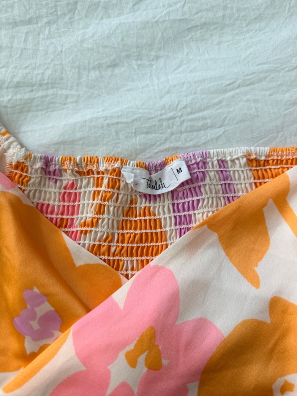 Floral Ruffle Hem Midi Skirt and Wrap Top- Pink, Orange & Lavender - Picture 5 of 8